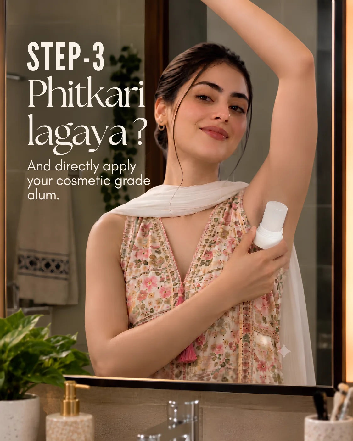 Step 3: apply cosmetic-grade alum to the underarm